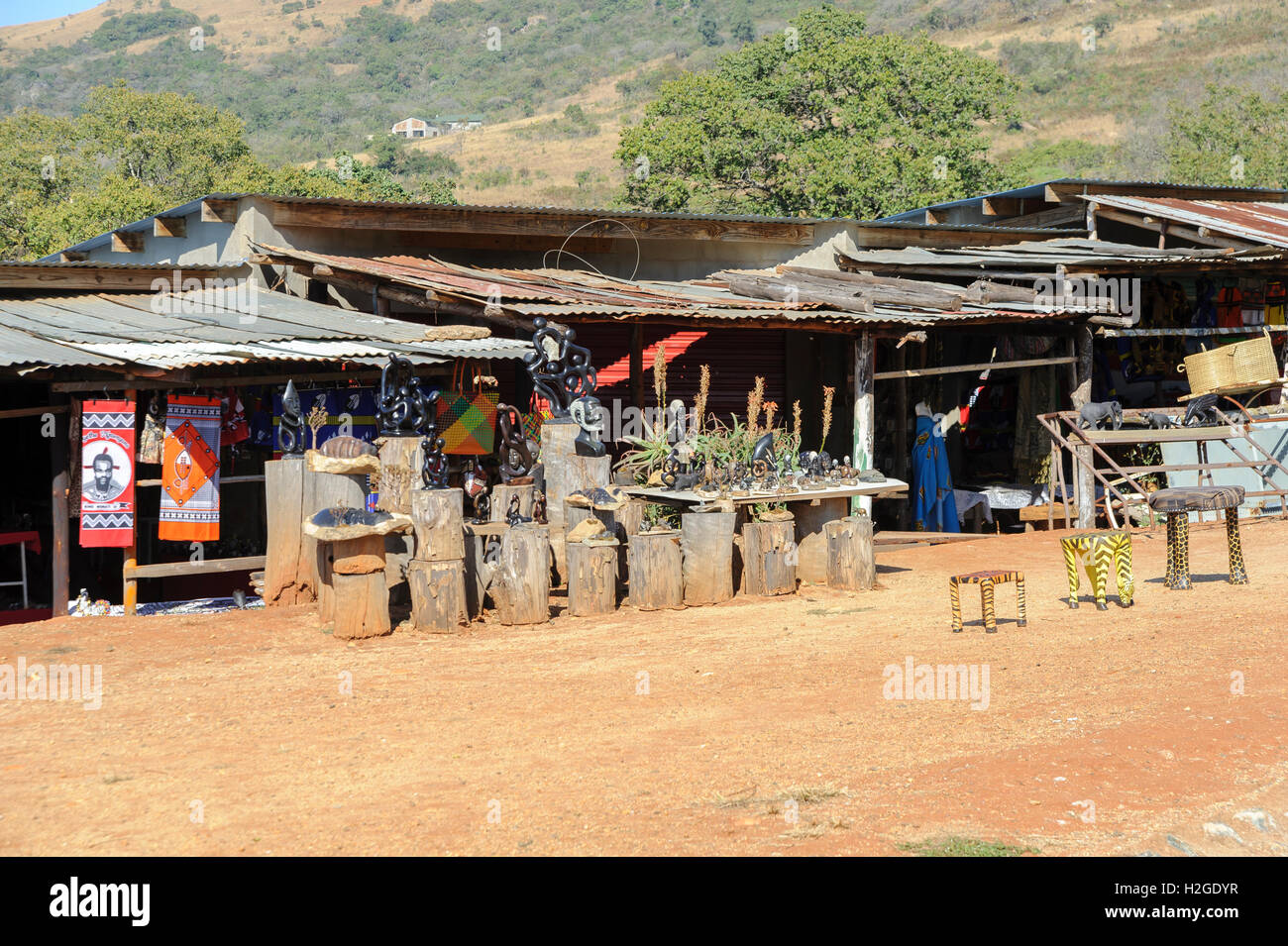 Marché de l'artisanat Swazi artisanat, vente de souvenirs et cadeaux, au Swaziland Banque D'Images