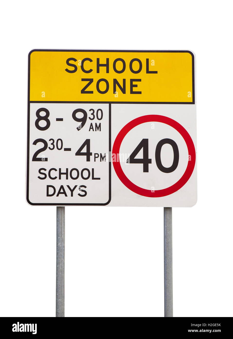 School day road sign over white Banque D'Images