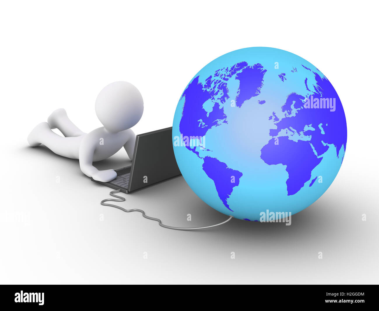Personne n'est à l'aide d'un ordinateur connecté au monde Banque D'Images