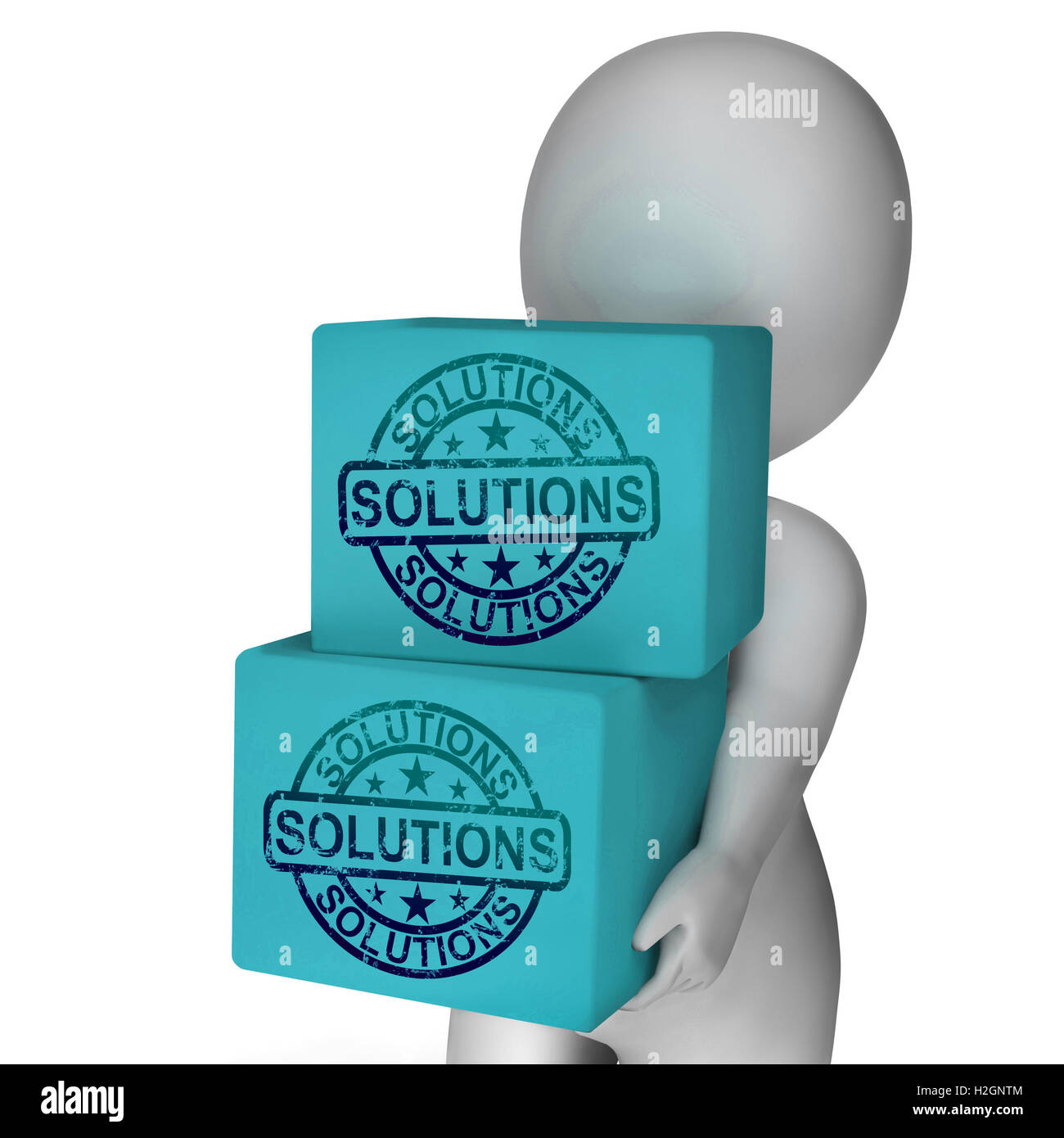 Boîtes de solutions de problèmes signifie marché et les problèmes de produit Banque D'Images