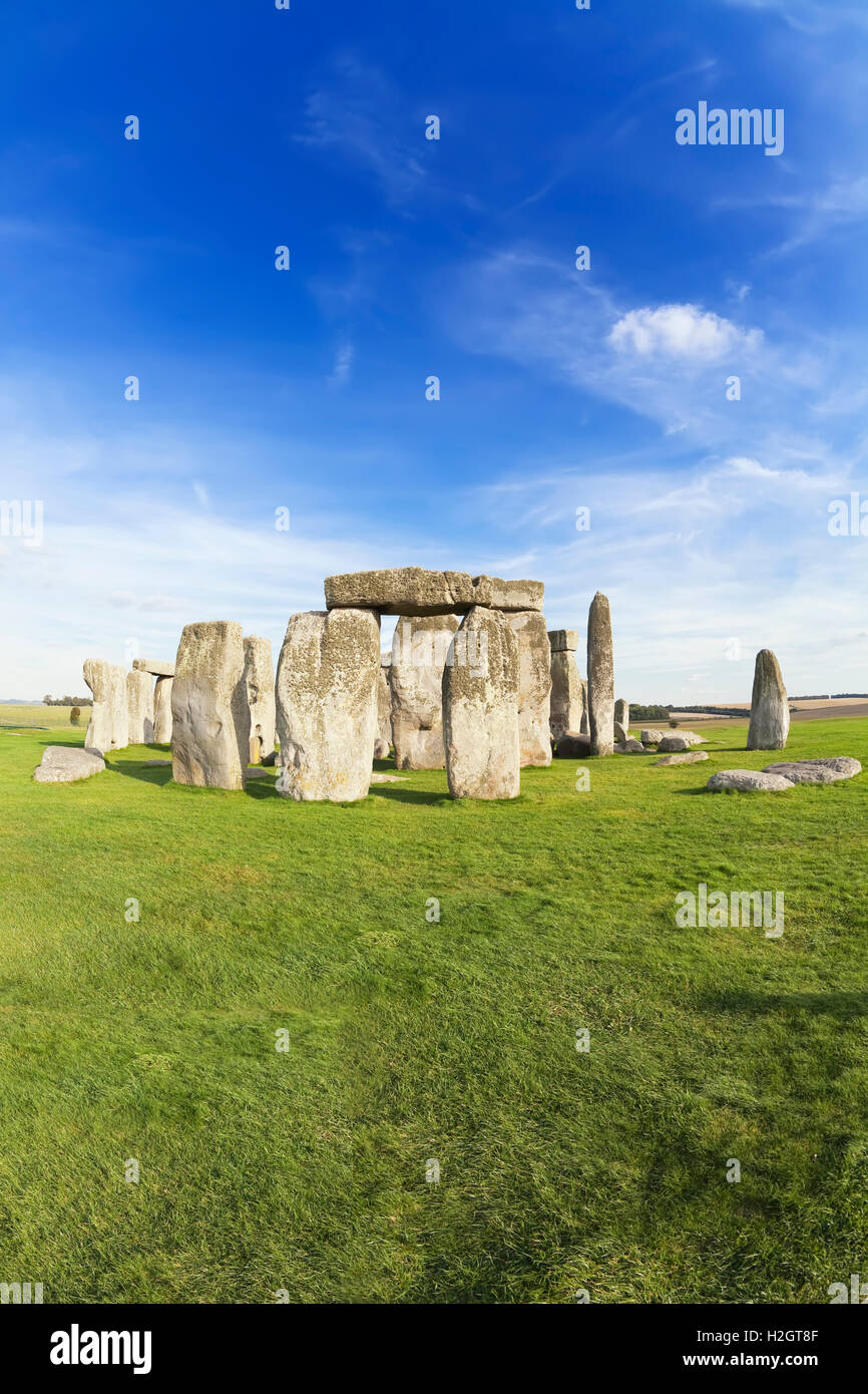 Monument de Stonehenge, la plaine de Salisbury, Wiltshire, Angleterre, Grande-Bretagne, Royaume-Uni Banque D'Images