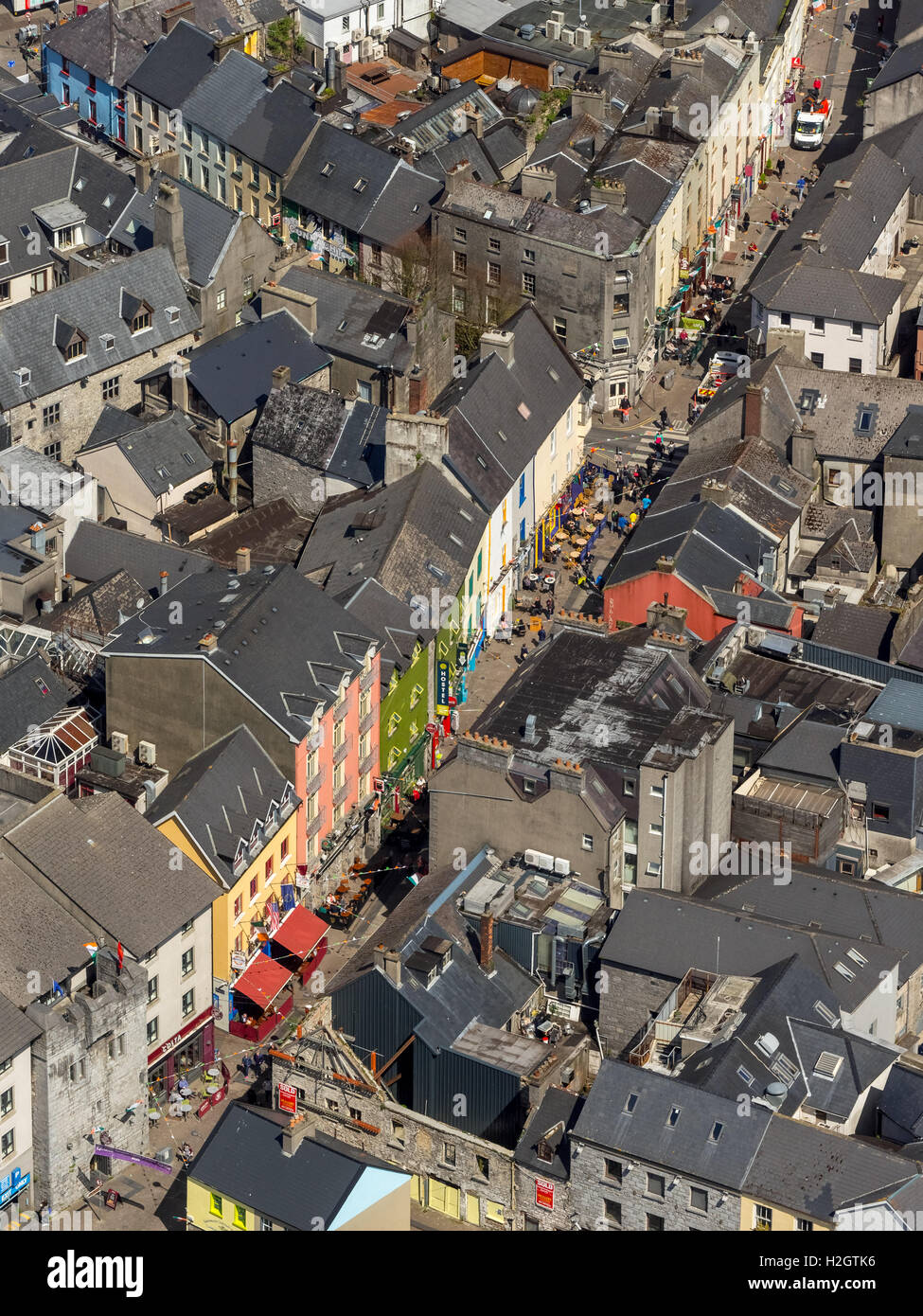 Rue commerçante, quartier piétonnier, Galway, le comté de Clare, Irlande Banque D'Images