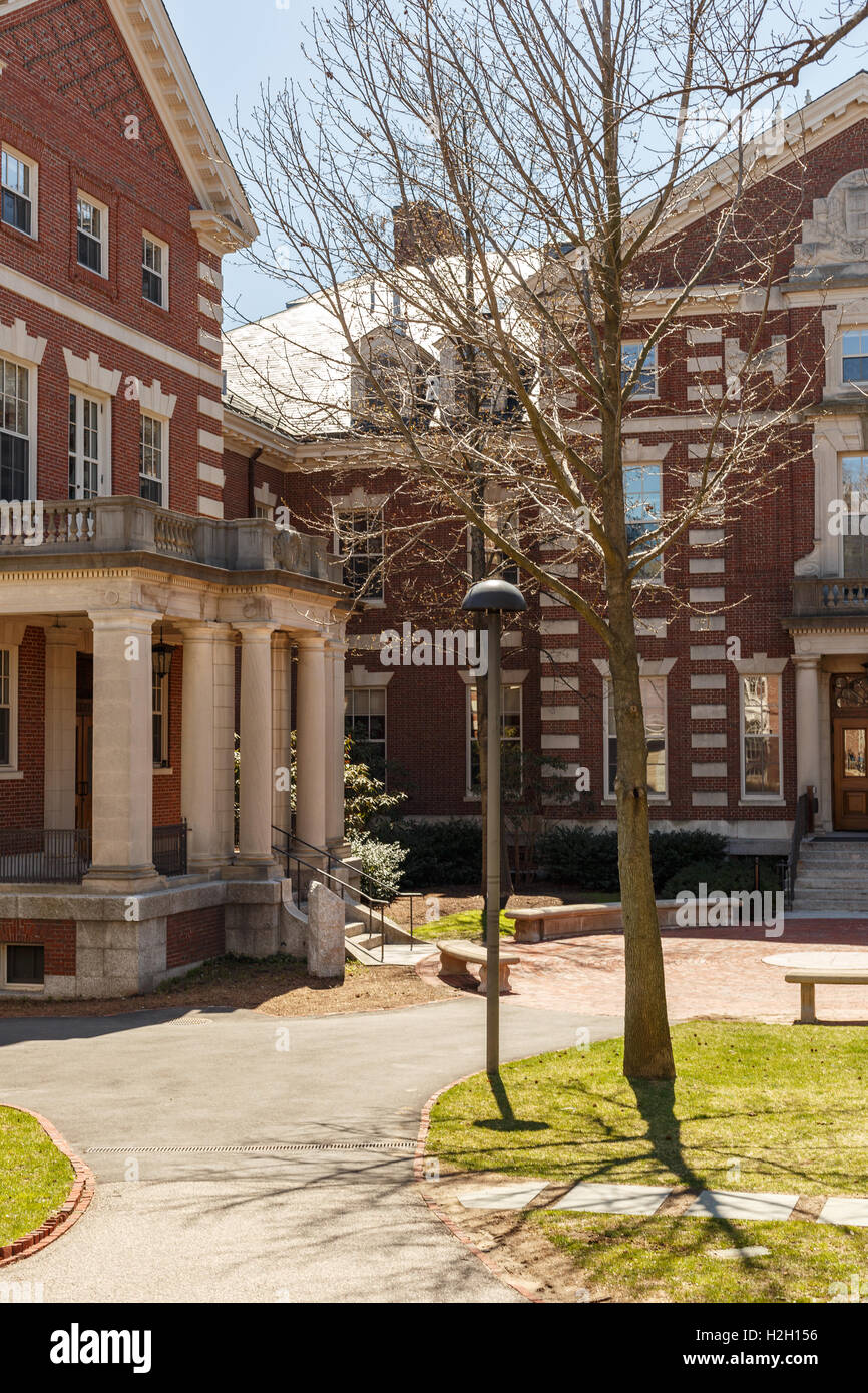 CAMBRIDGE, MA, USA - 10 avril 2016 : l'architecture en brique rouge sur le campus de l'Université de Harvard à Cambridge, MA, USA le 10 avril 2016. Banque D'Images