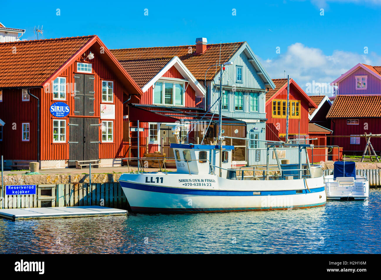 Mollosund, Suède - septembre 9, 2016 : documentaire Voyage d'affaires de la station balnéaire de Sirius la plongée et la pêche (Suédois : Dyk och Banque D'Images