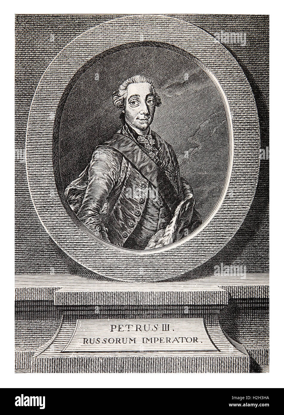 Vintage portrait gravure de Pierre III Empereur de Russie pendant six mois en 1762 Banque D'Images