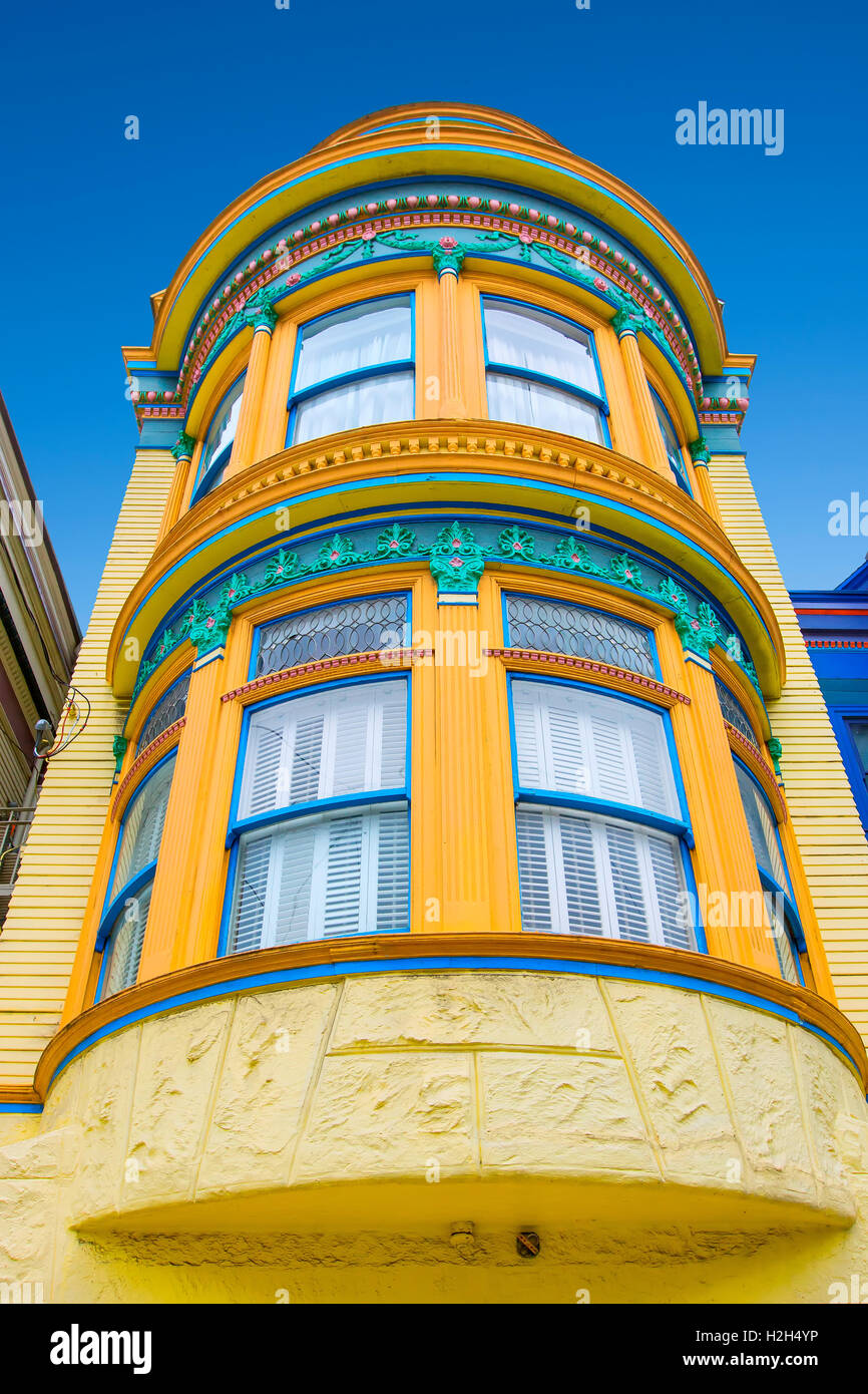 Maisons victoriennes dans le quartier de Haight-Ashbury, à San Francisco Banque D'Images