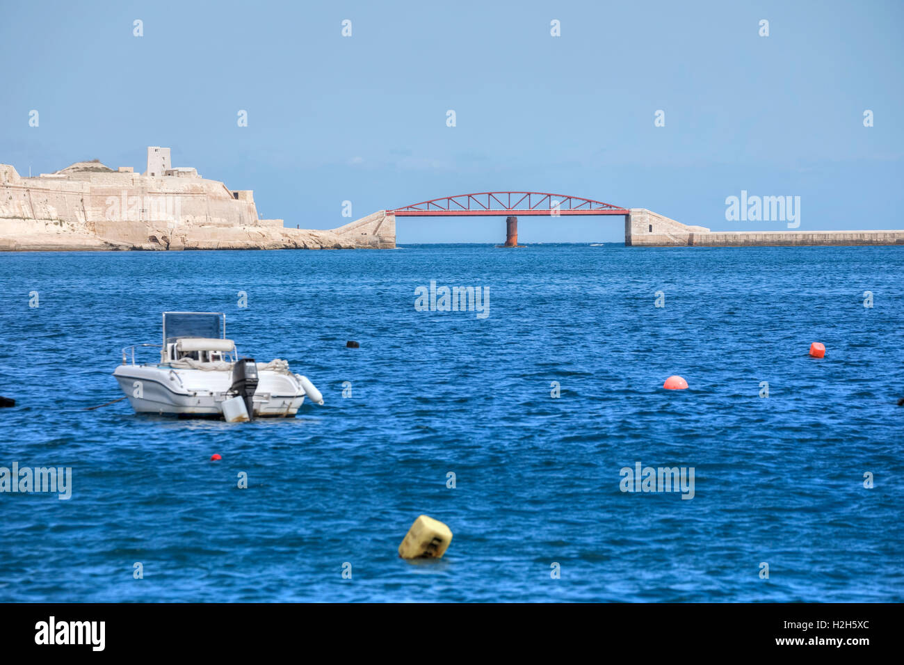 St Elme Pont brise-lames, La Valette, Malte Banque D'Images