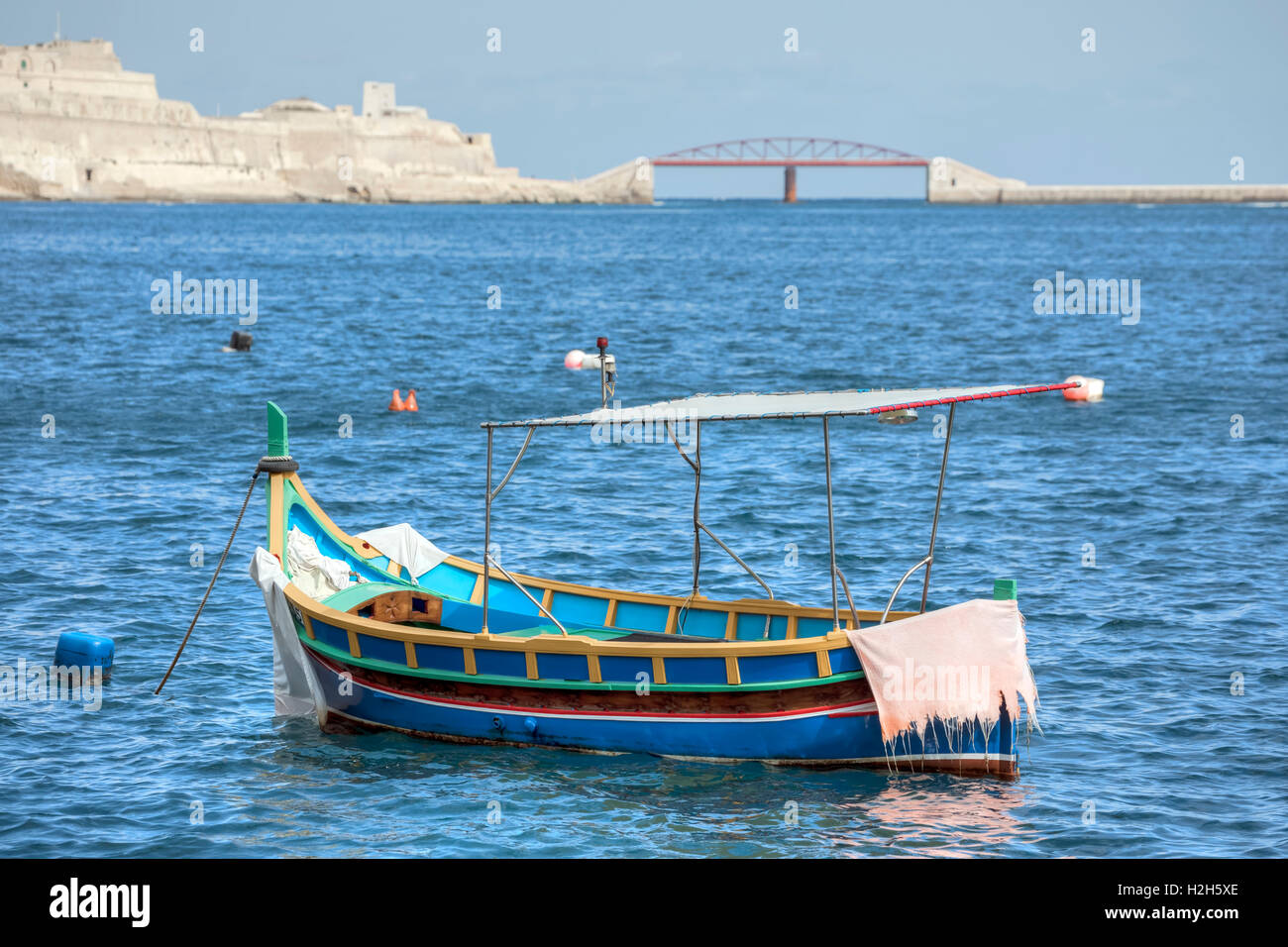 St Elme Pont brise-lames, La Valette, Malte Banque D'Images