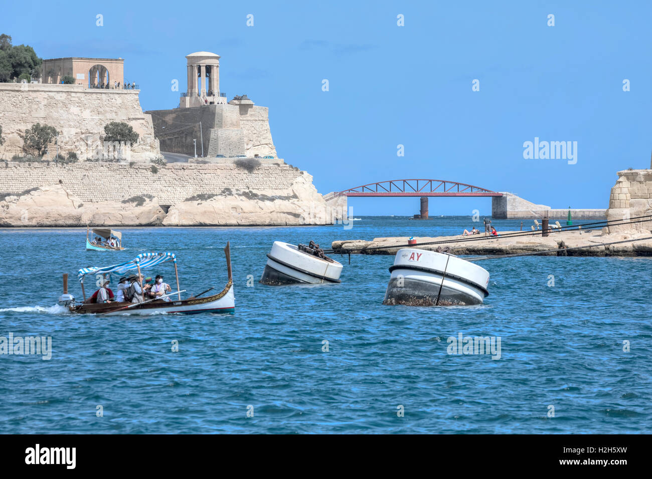 St Elme Pont brise-lames, La Valette, Malte Banque D'Images