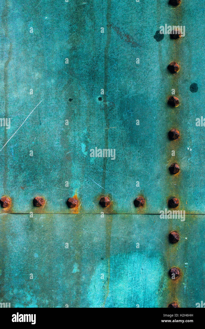 La texture de la surface de la plaque de cuivre oxydé, résumé fond métal corrodé Banque D'Images
