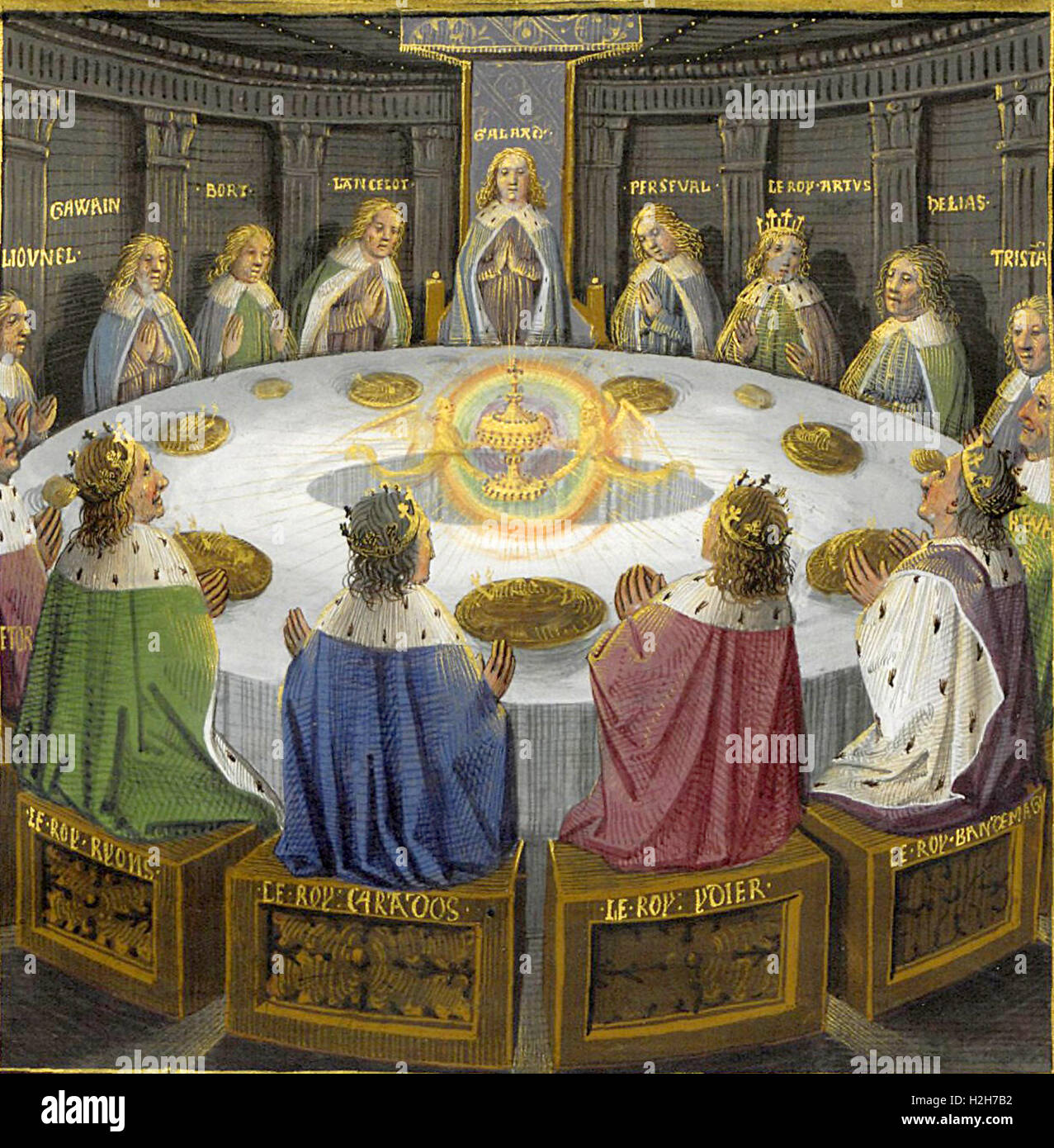 Table ronde l'expérience d'une vision du Saint Graal. Banque D'Images