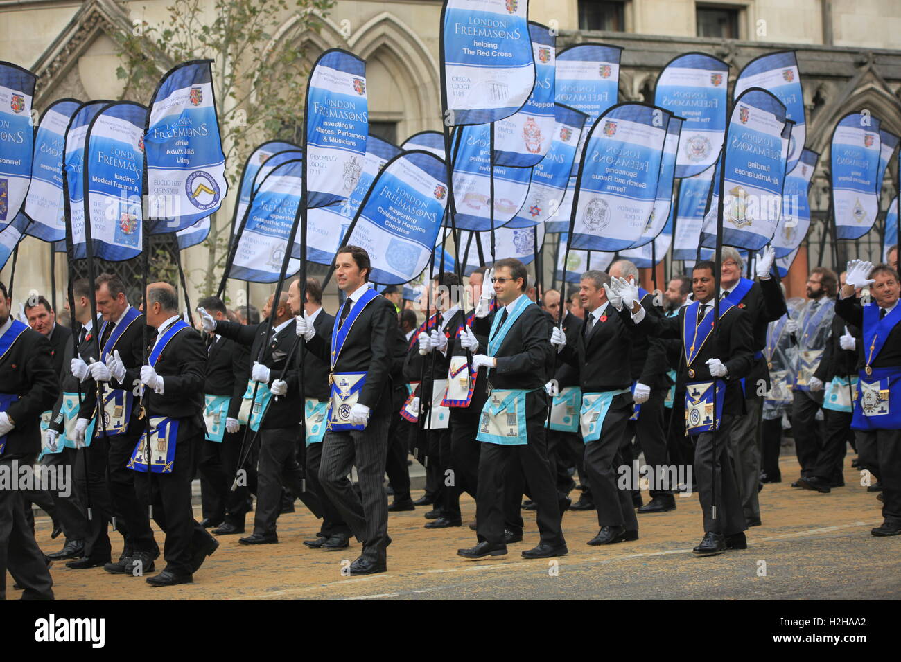 Les Francs-maçons de Londres sur le Lord Mayor's Show, London, UK. Banque D'Images