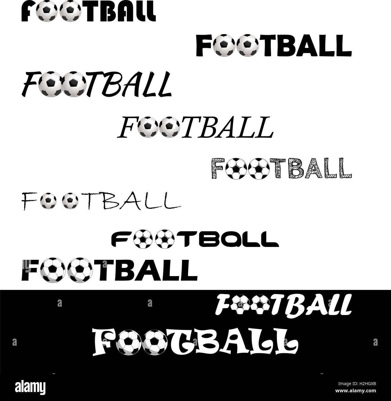 Texte Football logo pour l'équipe et la coupe Illustration de Vecteur