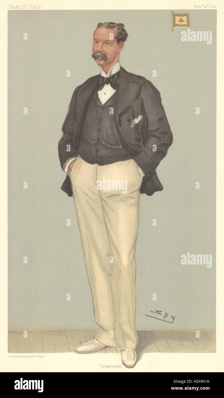 LE DESSIN ANIMÉ DE L'ESPION VANITY FAIR Sir Thomas Lipton 'Shamrock'. Yachting. Imprimé thé 1901 Banque D'Images
