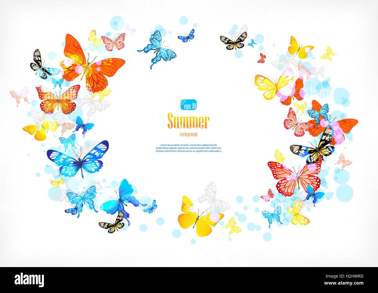Châssis avec de beaux papillons Illustration de Vecteur