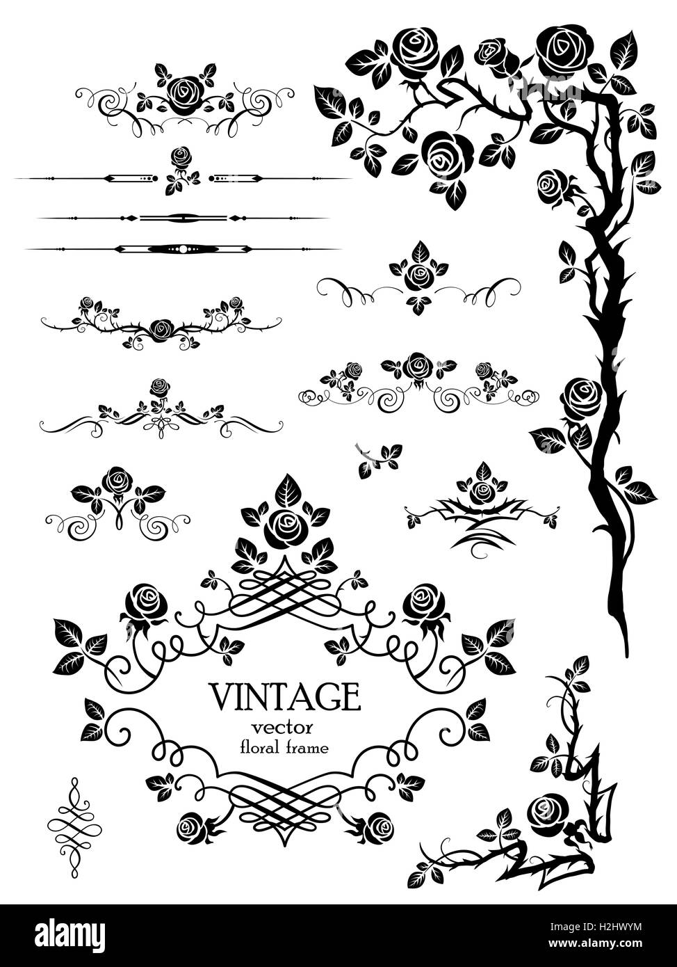 Éléments du vecteur et page décoration avec des roses Illustration de Vecteur