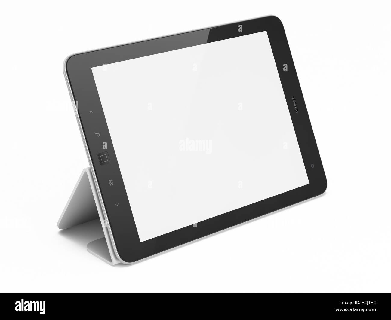 Abstract Black tablet pc (ordinateur) sur fond blanc Banque D'Images