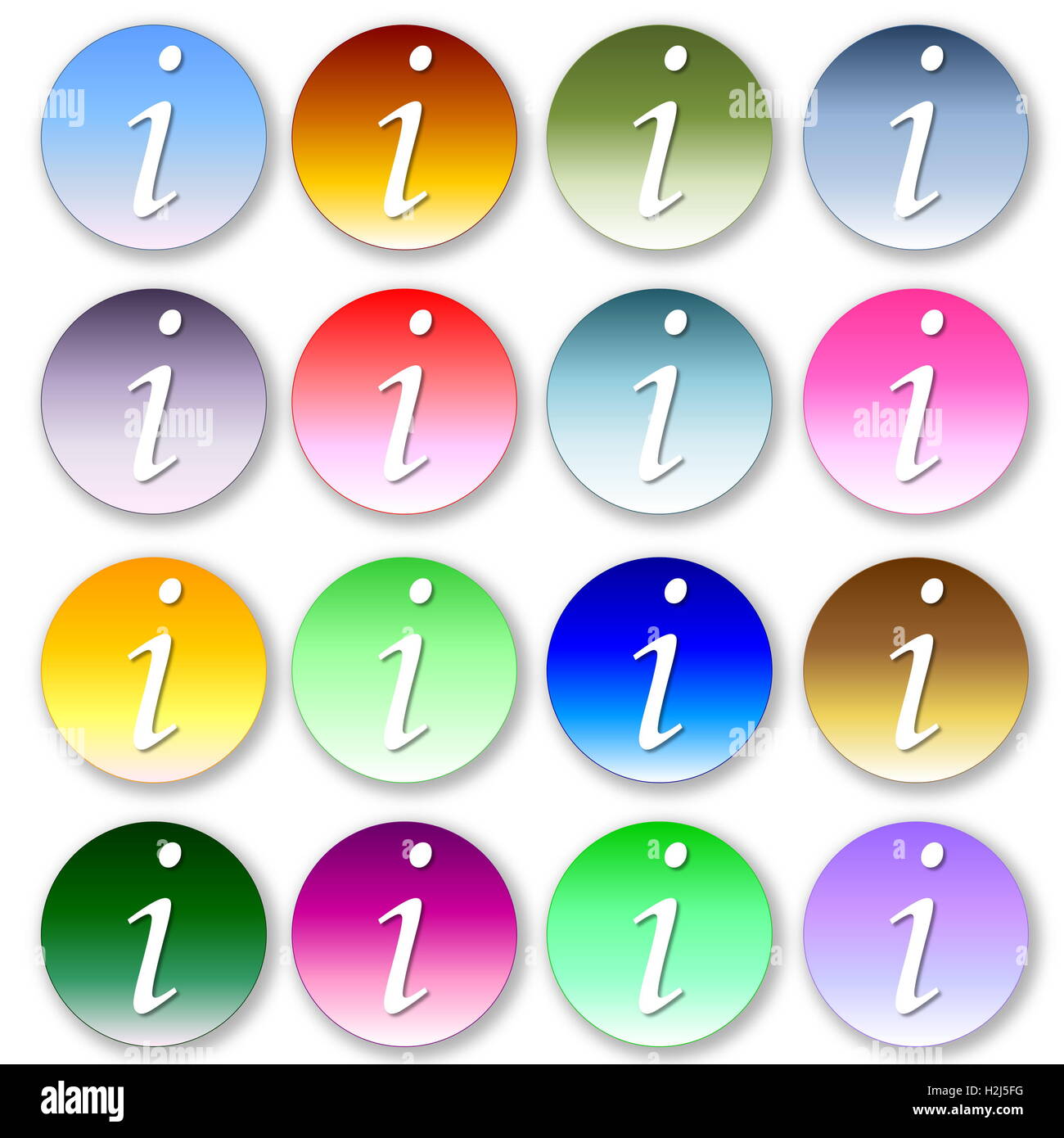 Ensemble d'icônes d'information colorés Banque D'Images