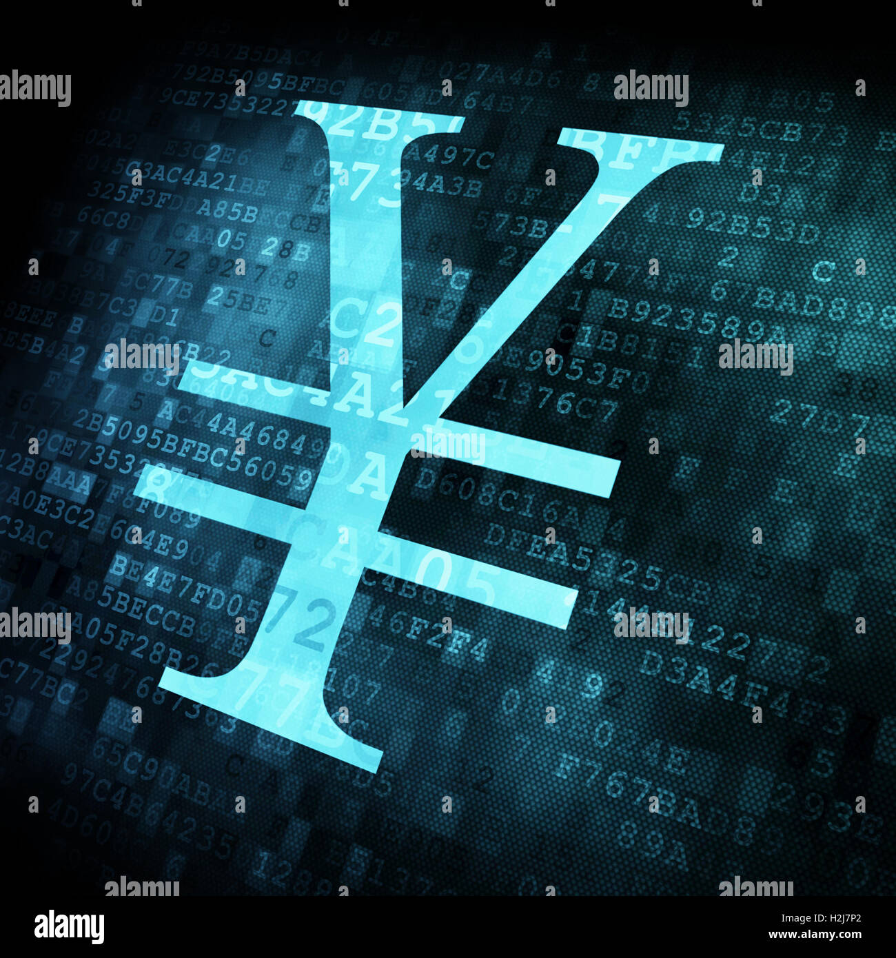 Yen signe sur l'écran numérique Banque D'Images