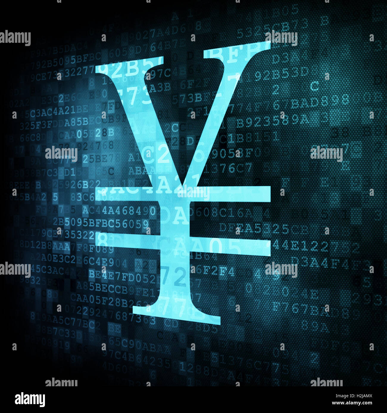 Yen signe sur l'écran numérique Banque D'Images