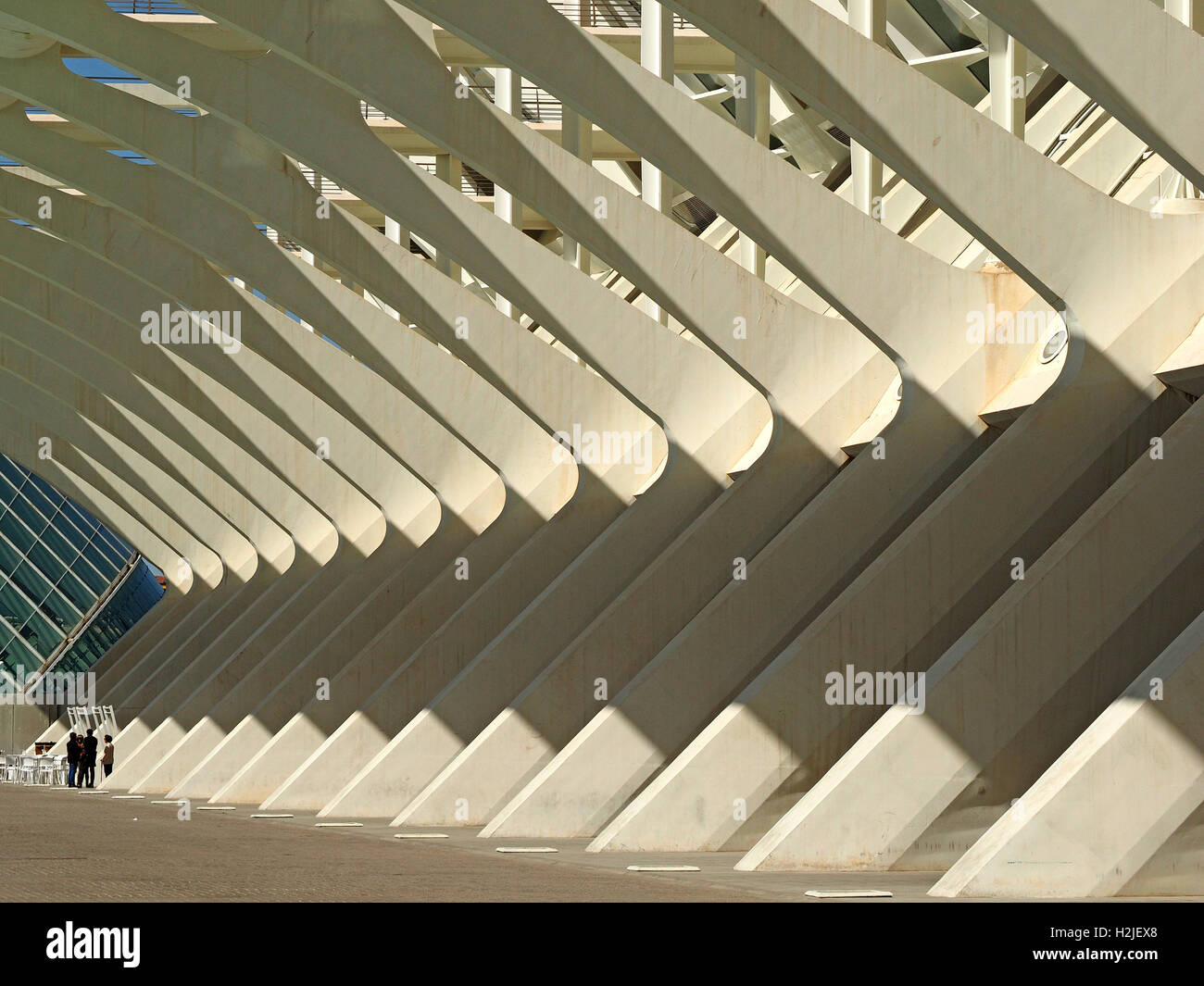 Les figures éclipsées par type de structures en béton angulaires et ombre à Arts & Sciences Centre Center Valencia Espagne Espana Banque D'Images