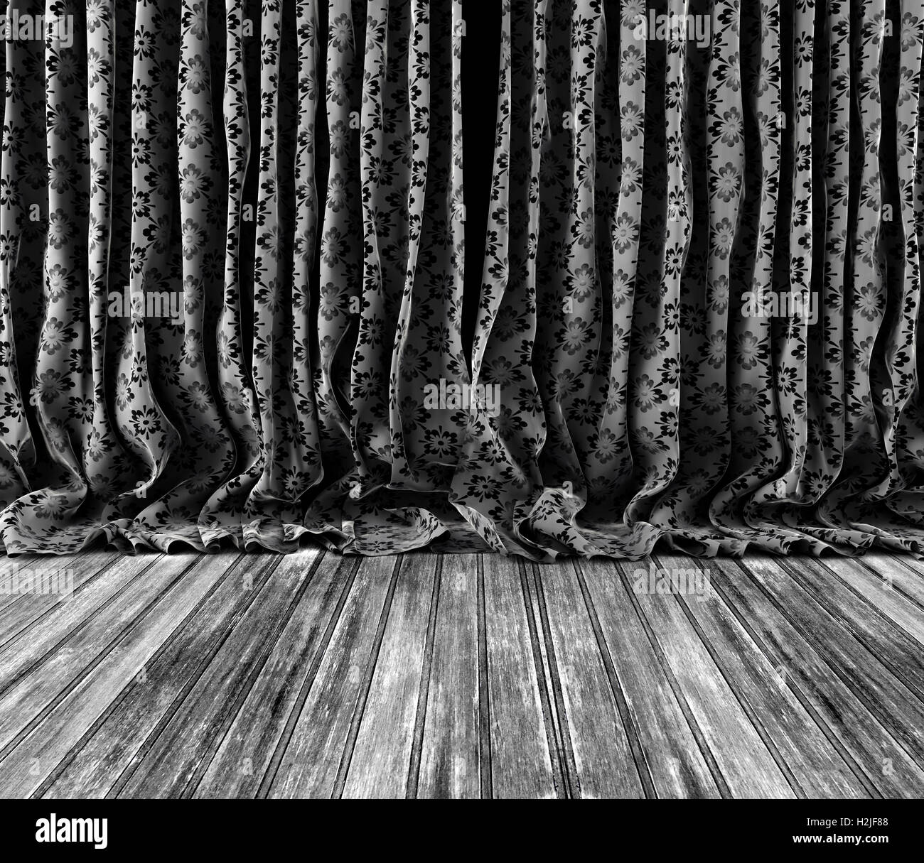 Vieux fond texture vintage rideaux.Plancher de bois. Banque D'Images