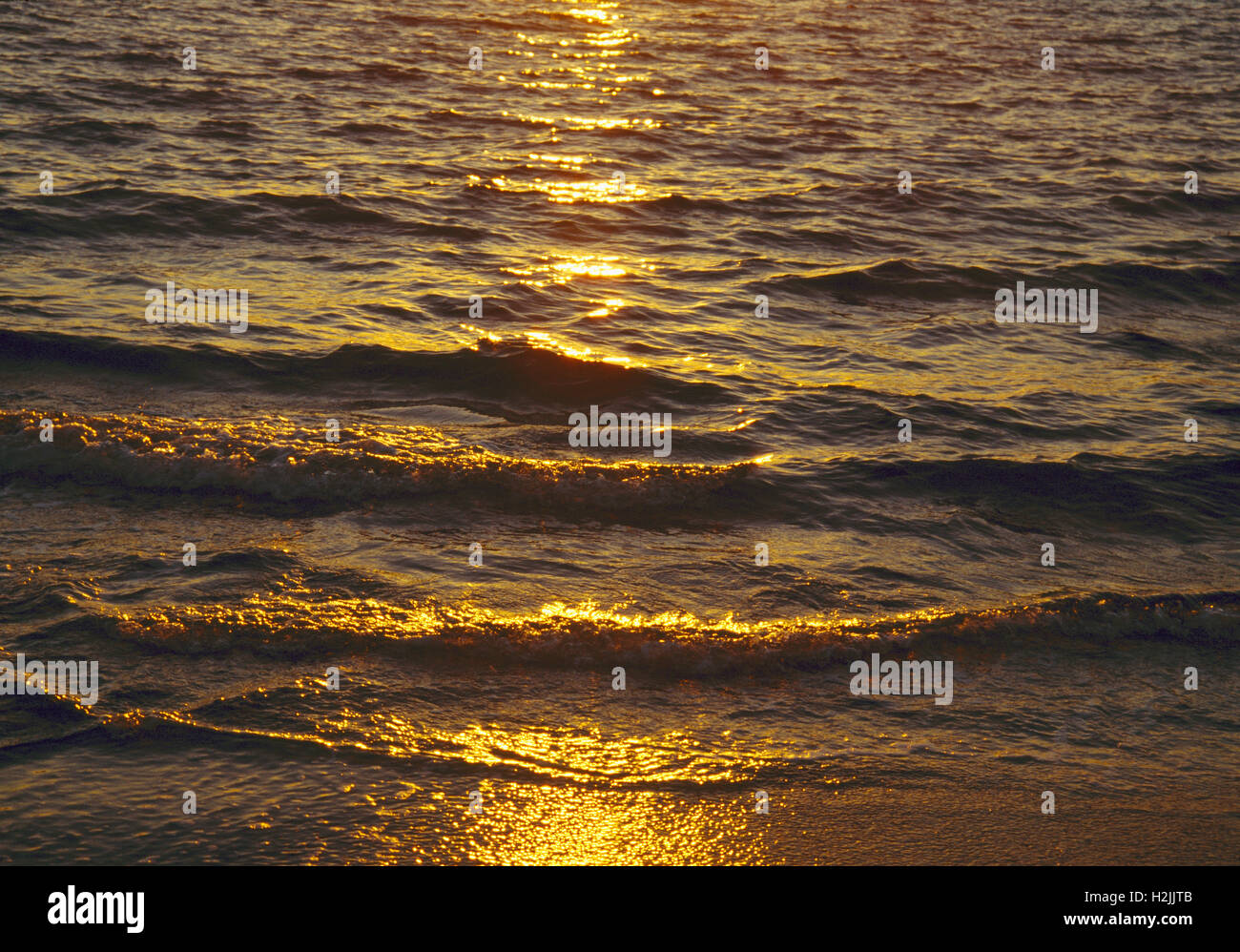 De la mer au coucher du soleil. Banque D'Images