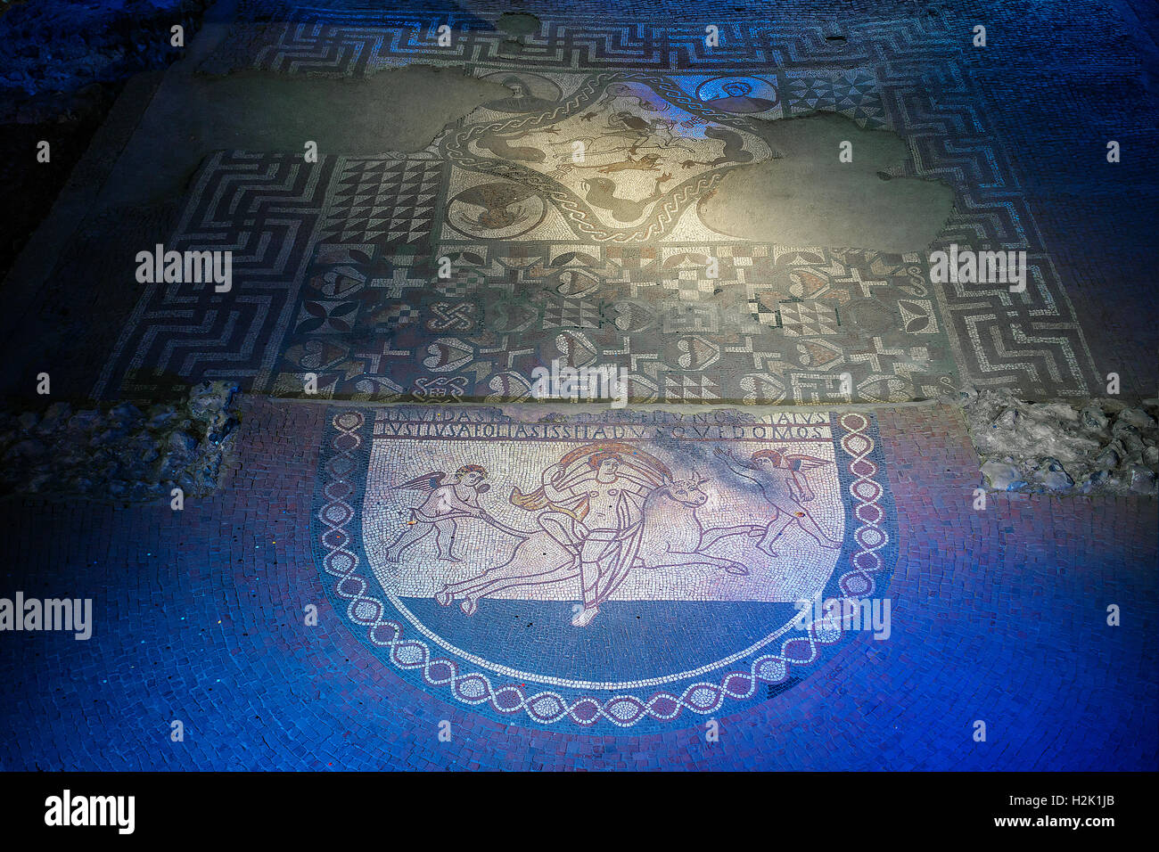 Sol de mosaïque Lullingstone Roman Villa Lullingstone Kent Banque D'Images