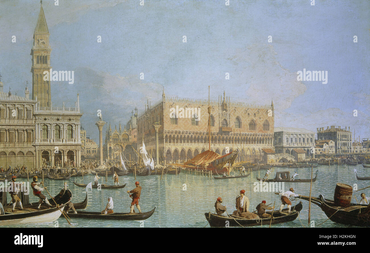 Giovanni Antonio Canal, savoir que Canaletto - Venise : Palais Ducal et la Place Saint Marc - 1730 Banque D'Images