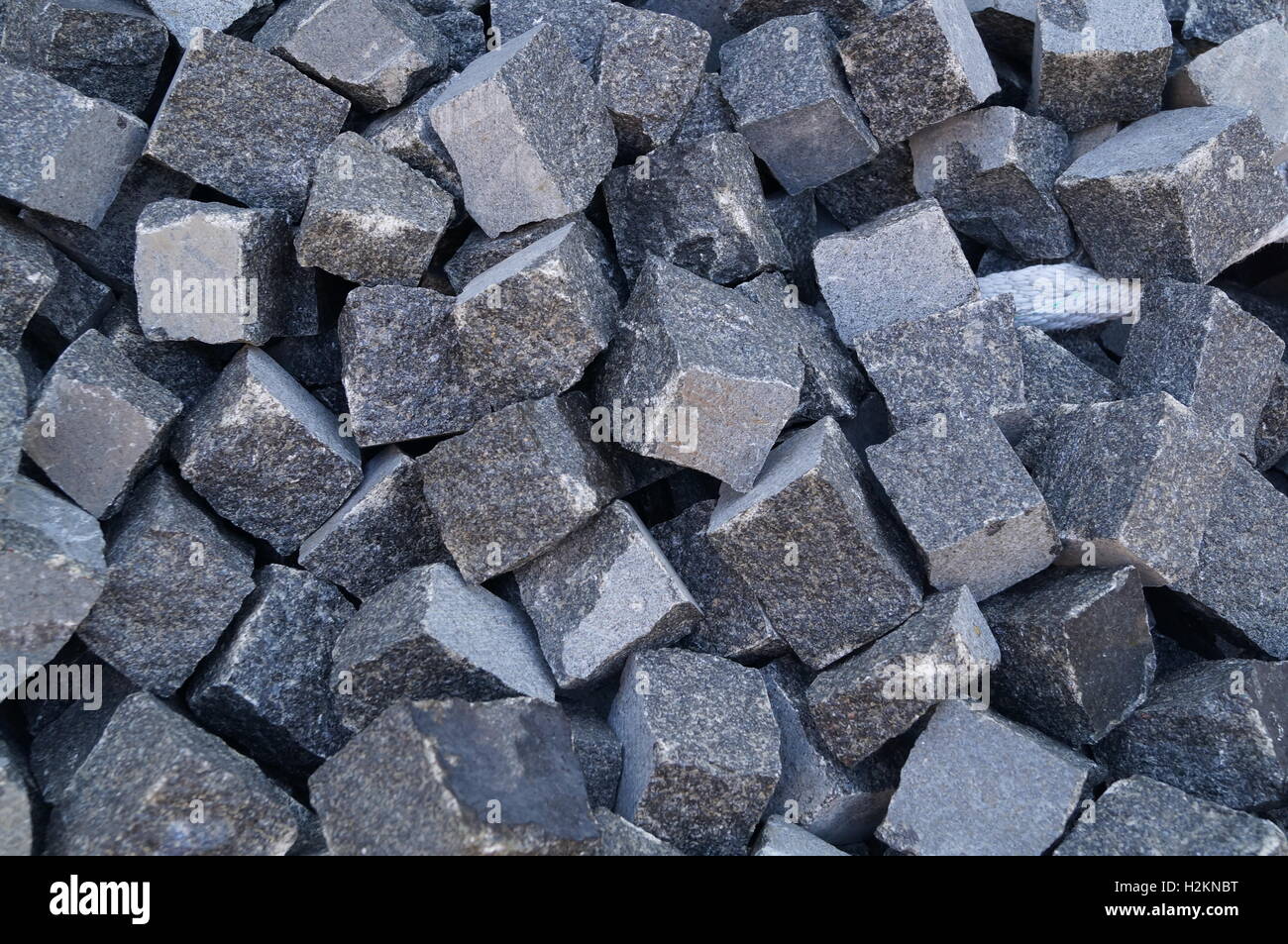 Tas de pierres de granit cube gris, texture Banque D'Images
