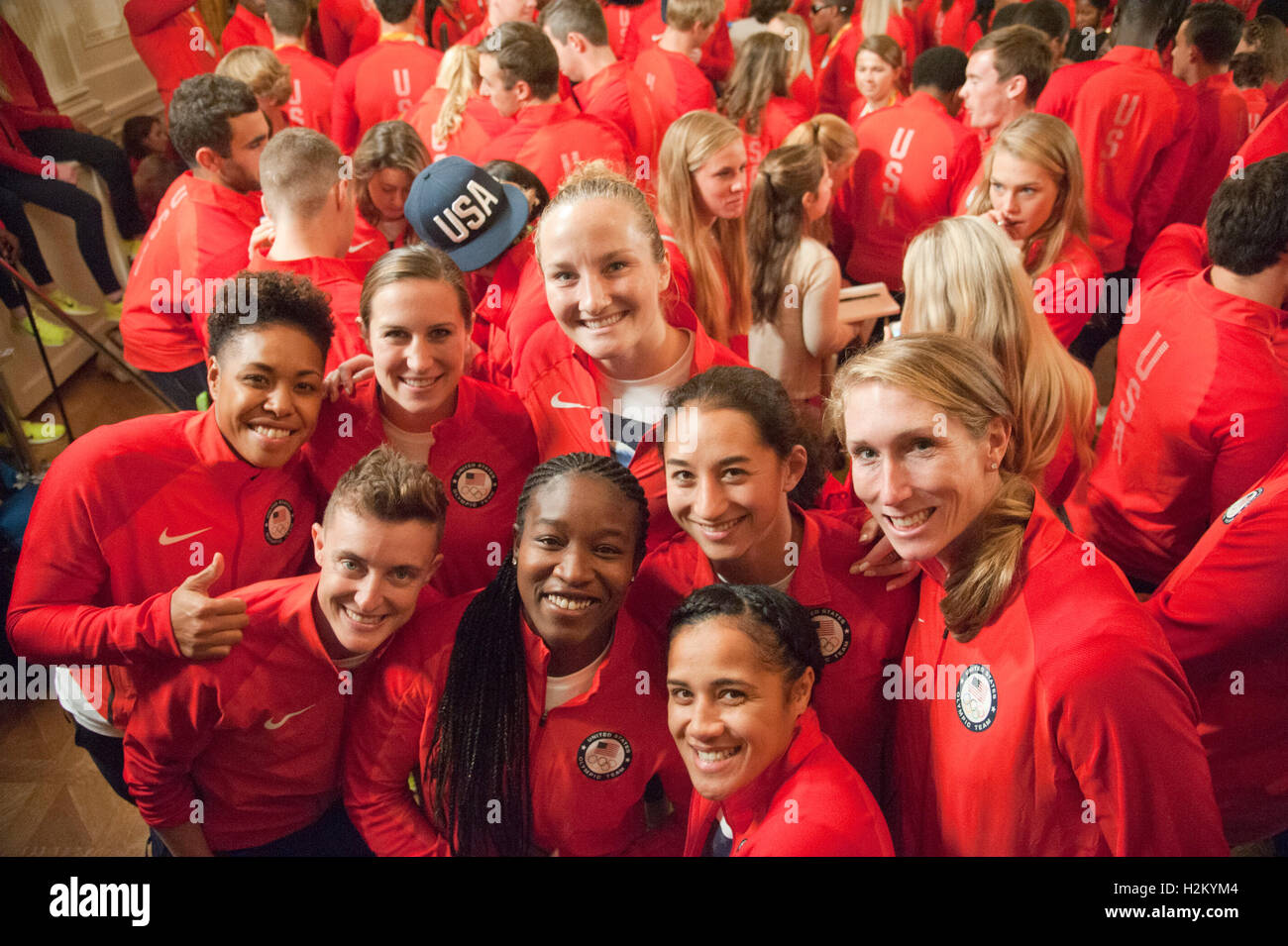 Washington DC, USA. 29 Septembre, 2016. Membres de l'équipe féminine de rugby de poser pour des photos en tant que le président Barack Obama se félicite de l'équipe olympique d'été de 2016 à la Maison Blanche. Patsy Lynch/Alamy Crédit : Patsy Lynch/Alamy Live News Banque D'Images