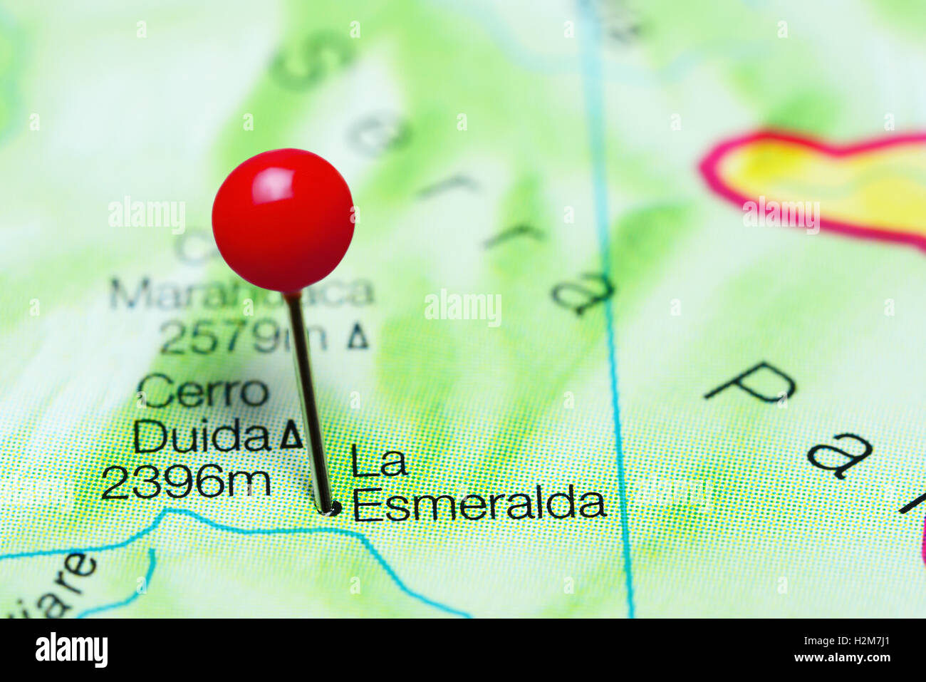 La Esmeralda sur une carte de Venezuela Banque D'Images