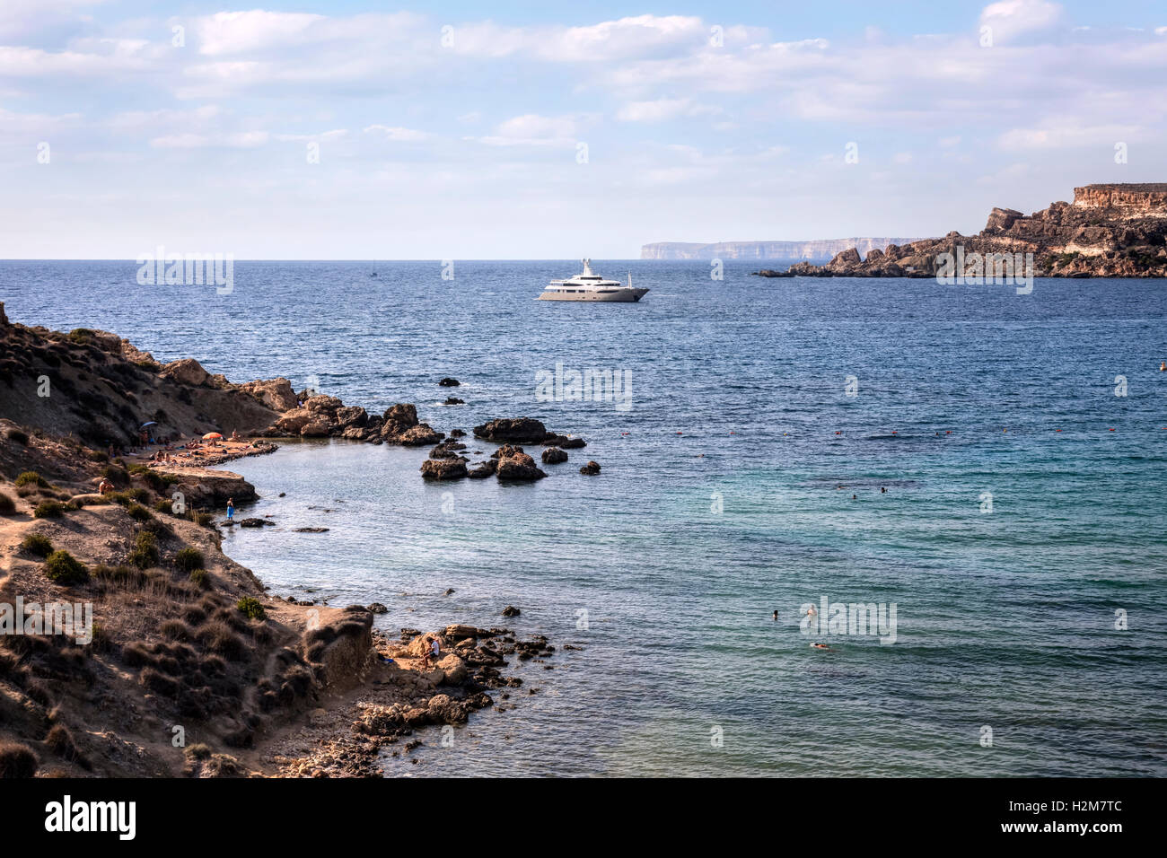 Ghajn Tuffieha Bay, Golden Bay, Malte Banque D'Images