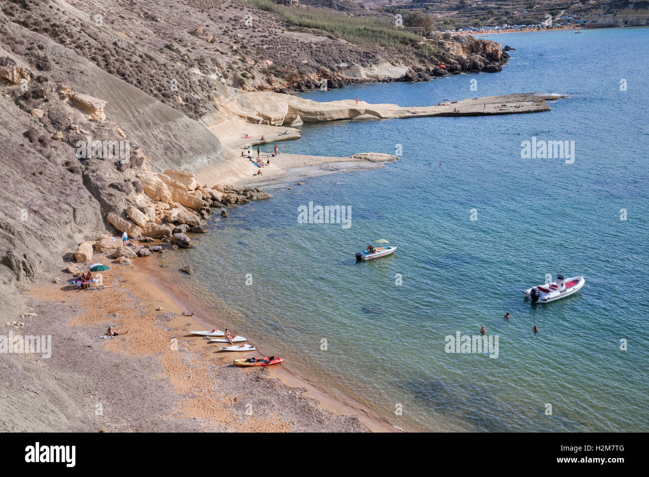 Gnejna Bay, Golden Bay, Malte Banque D'Images