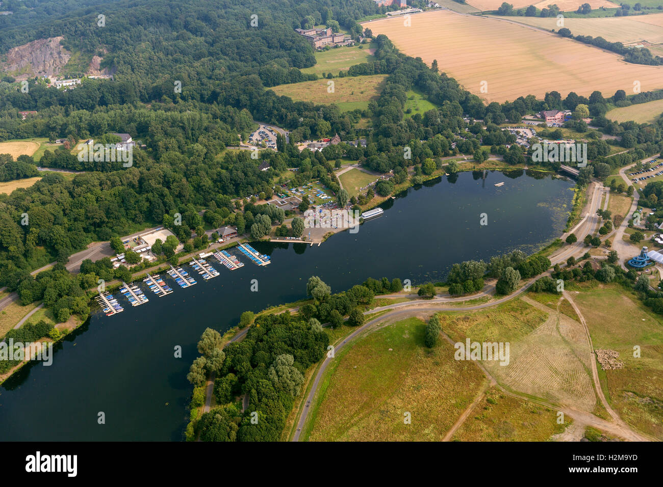 Kemnade, vue aérienne, barrage Kemnader, vallée de la Ruhr, Heveney Kemnade, lac, vue aérienne de la Ruhr, Bochum, Rhénanie-du, Banque D'Images