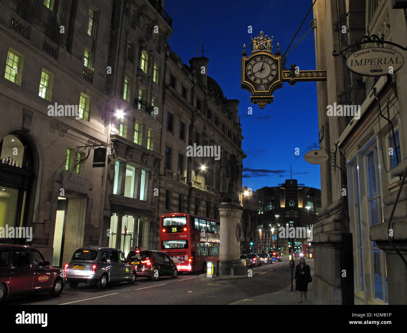 Cornhill City of London, England, UK at Dusk Banque D'Images