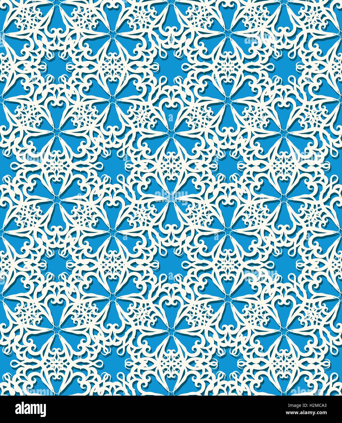 Blanc transparent motif décoratif sur fond bleu Illustration de Vecteur