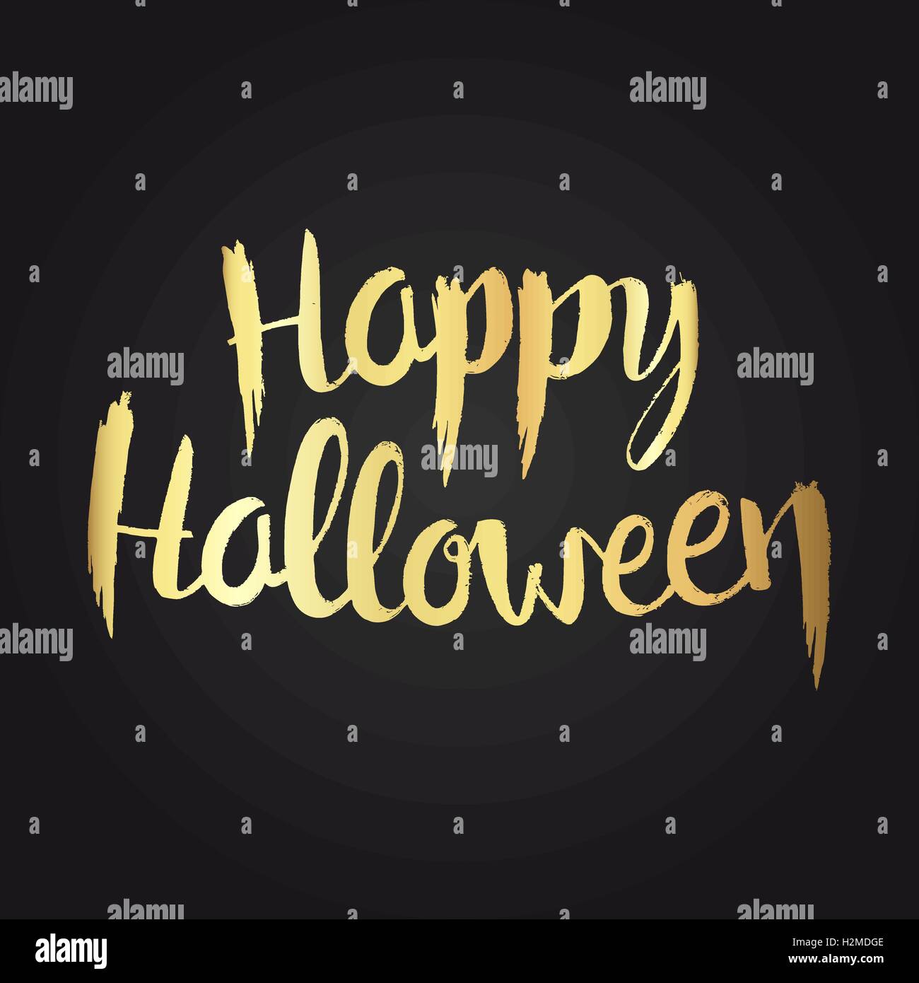 Happy Halloween lettrage doré. La calligraphie moderne vector hand drawn sur fond noir pour votre conception Illustration de Vecteur