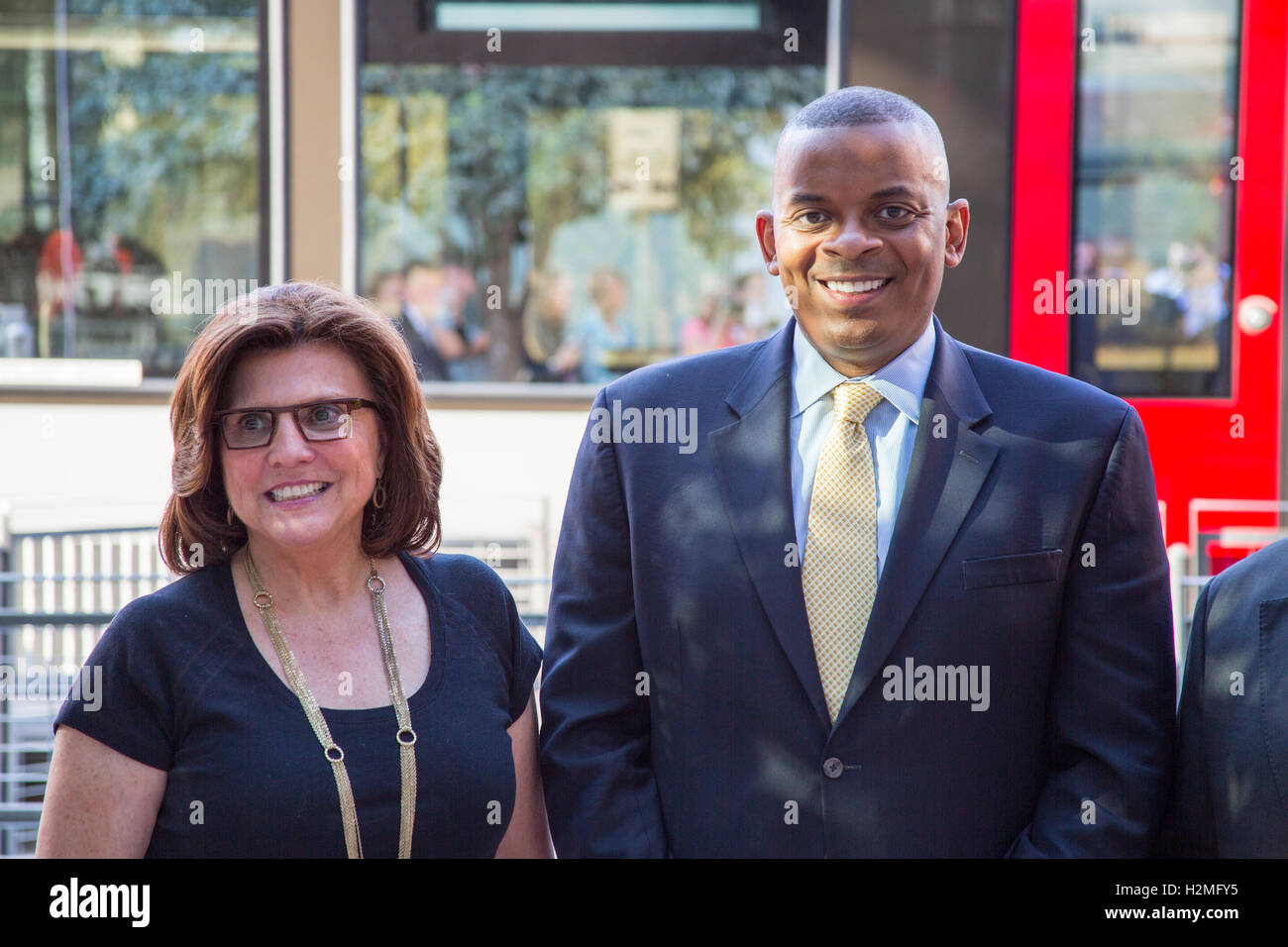 Secrétaire des transports, Anthony Foxx visites Austin, Texas pour annoncer TIGER Grant Banque D'Images