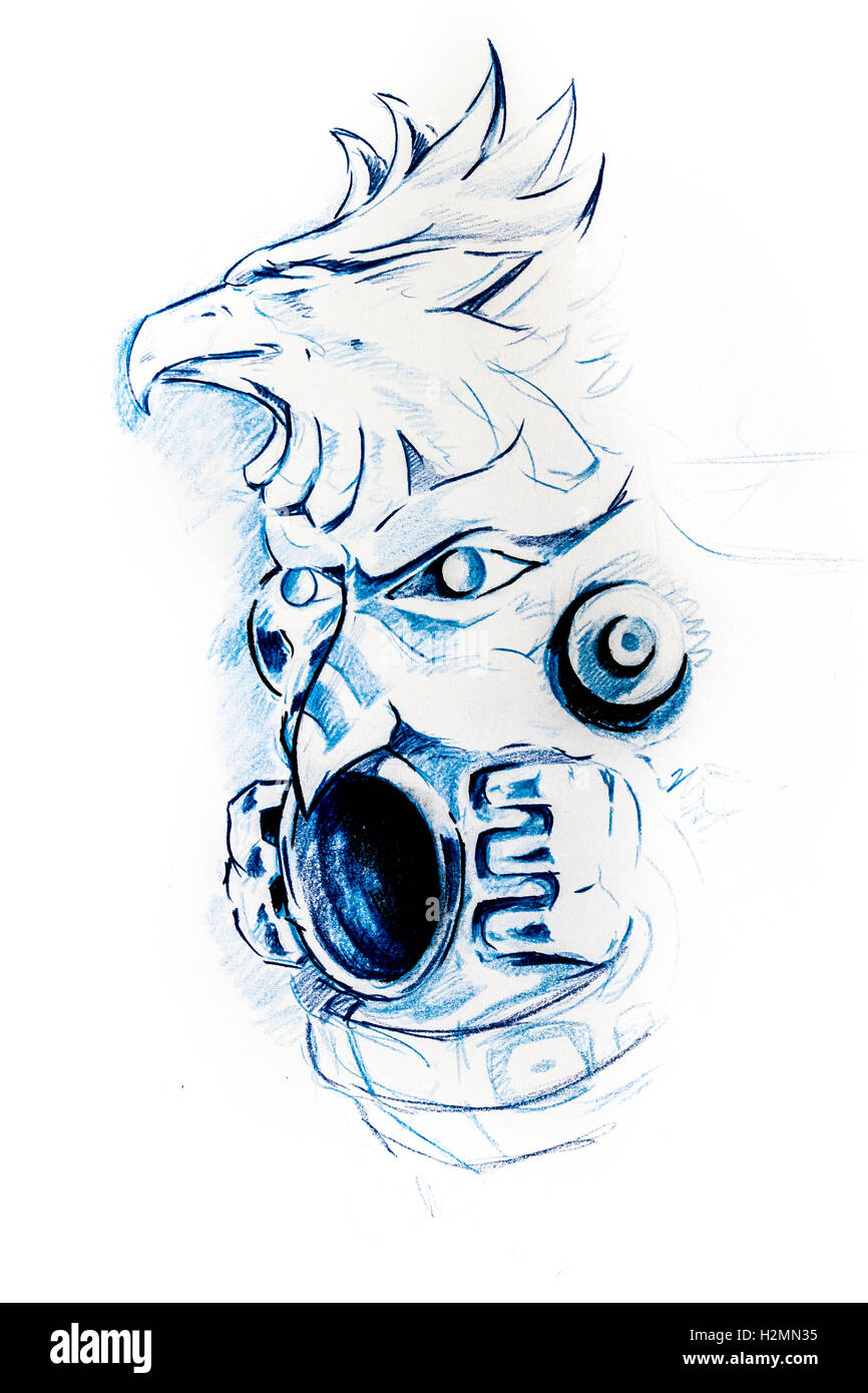 American Indian totem, un dessin de tatouage Banque D'Images