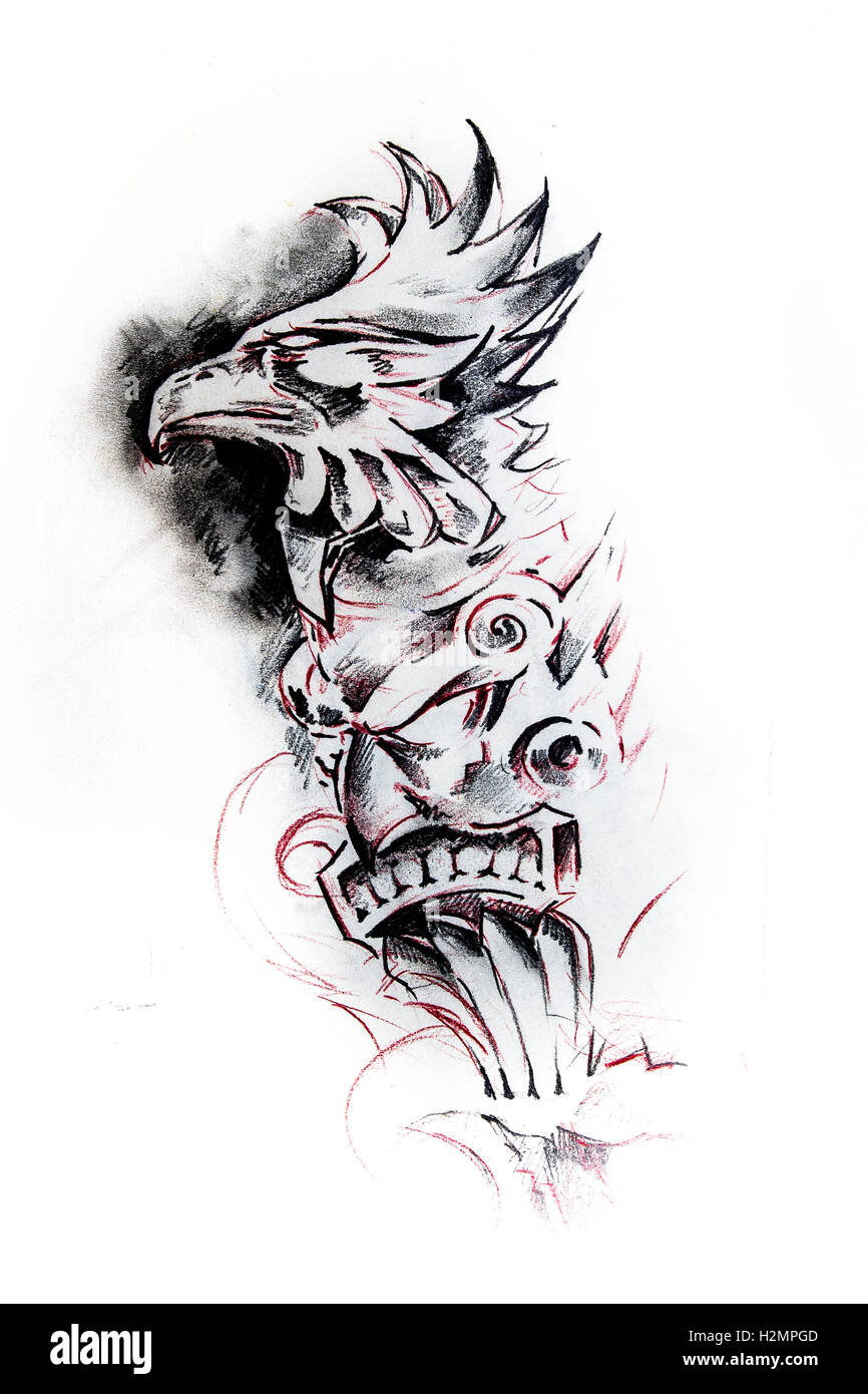 Totem, un dessin de tatouage Banque D'Images