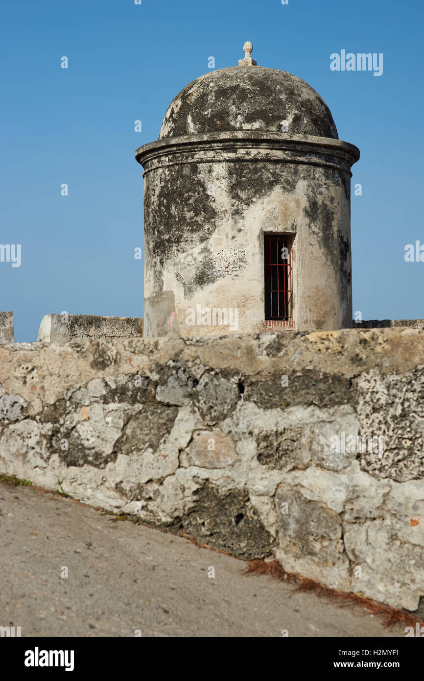 Les murs fortifiés de Cartagena de Indias en Colombie Banque D'Images
