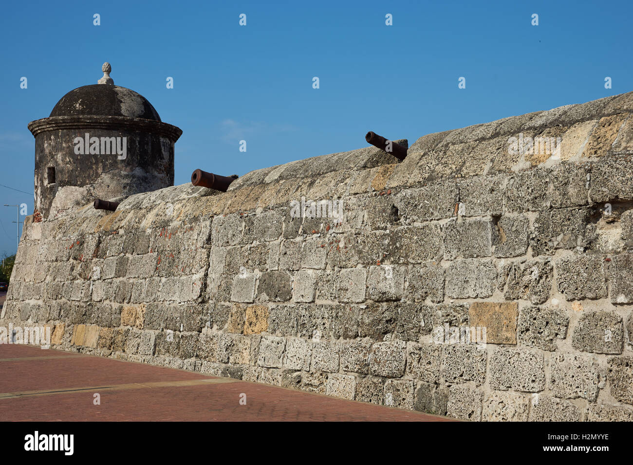 Les murs fortifiés de Cartagena de Indias Banque D'Images