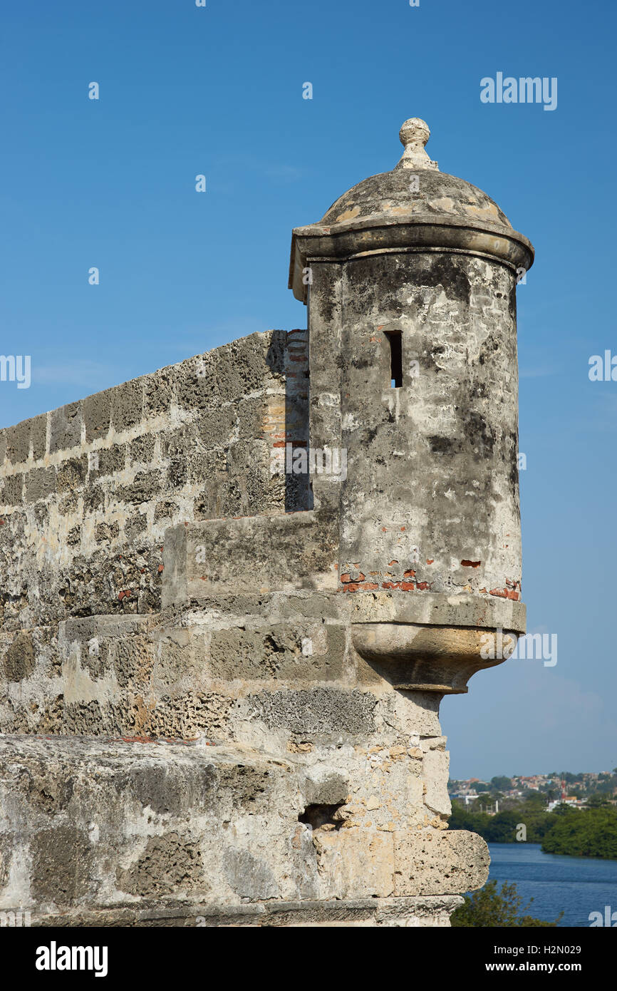 Les murs fortifiés de Cartagena de Indias en Colombie Banque D'Images