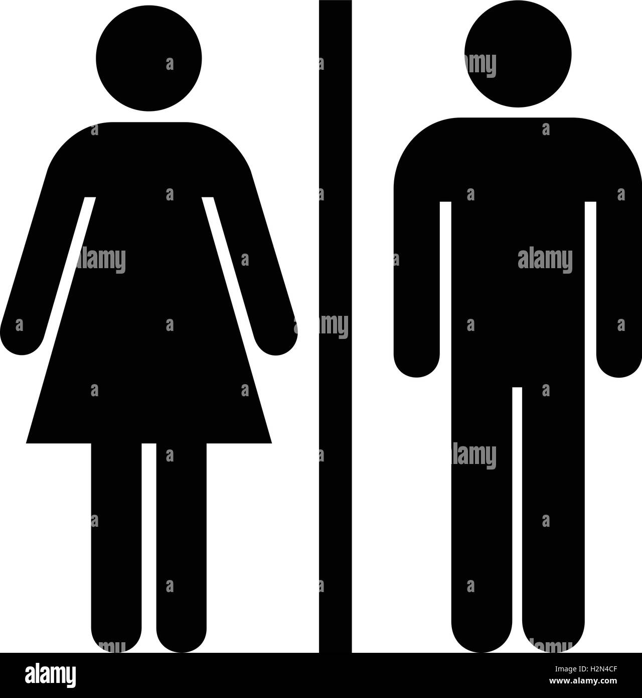 Restroom sign. Un homme et une dame toilettes signe. les gens, les icônes vectorielles noir illustration. Illustration de Vecteur