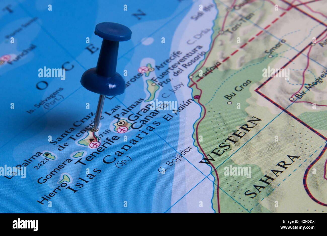 Tenerife dans la carte avec code pin Banque D'Images