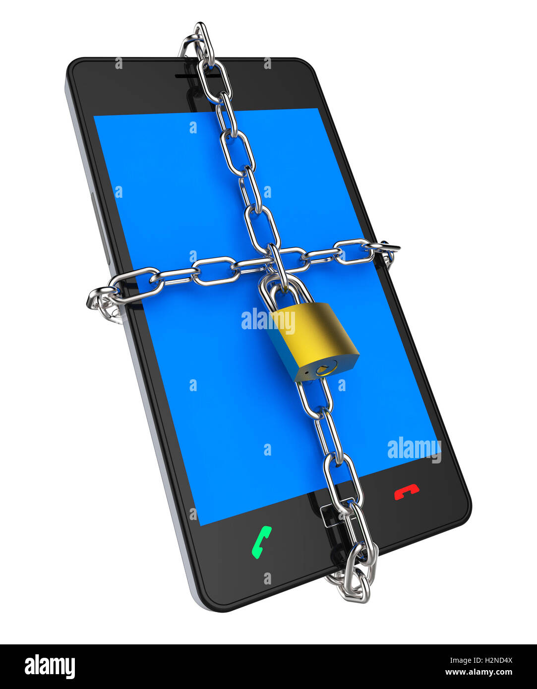 Téléphone verrouillé représentant non autorisé de la chaîne privée et Banque D'Images