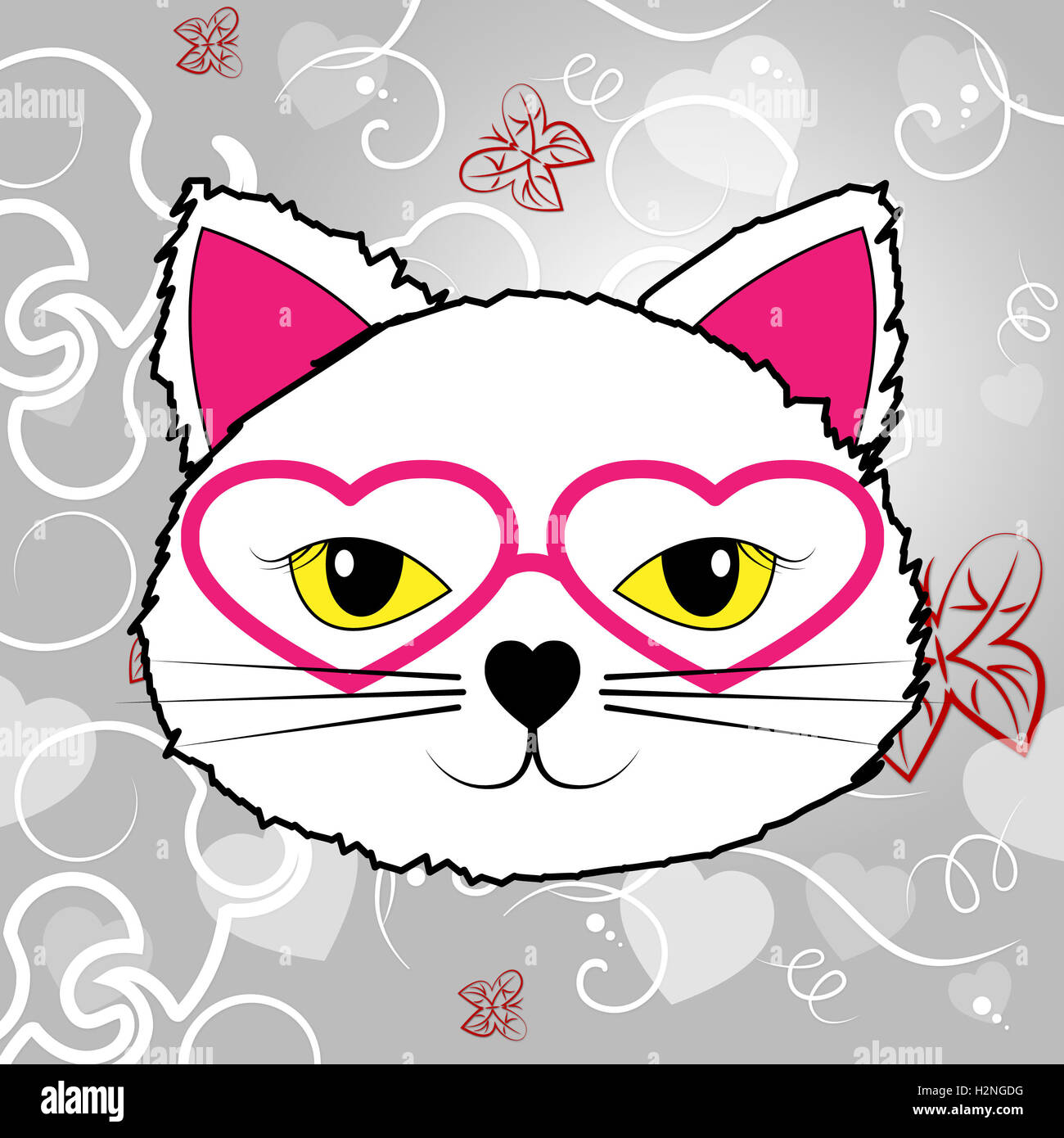Résumé Cat montrant Kitty Design et tendance Banque D'Images
