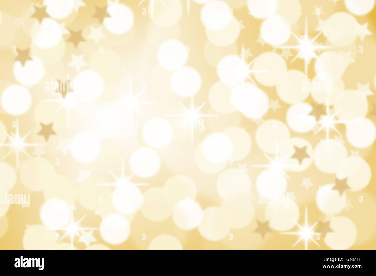 Décoration de Noël fond carte stars lights golden copyspace copie espace gold Banque D'Images