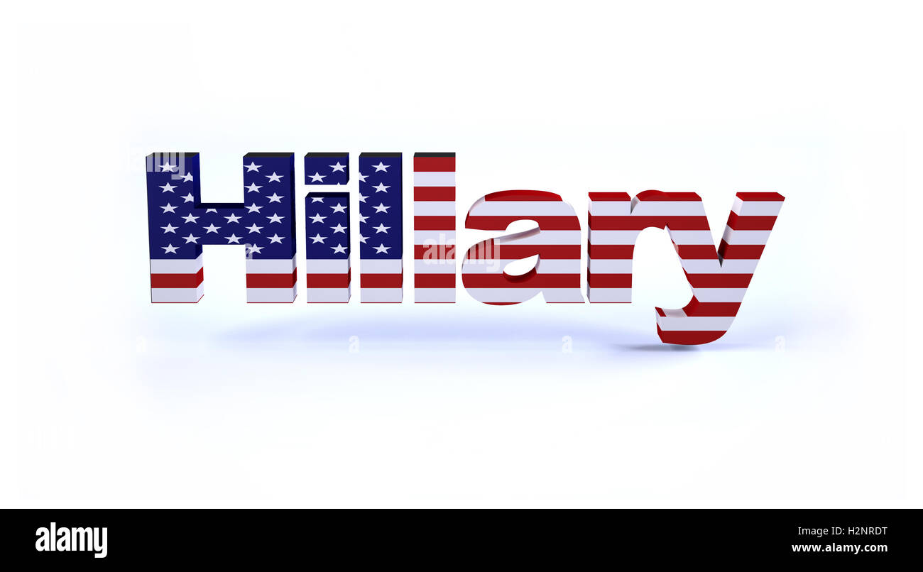 Hillary signe avec le drapeau américain 3d illustration Banque D'Images